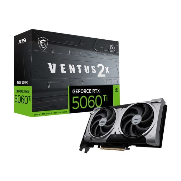 MSI GeForce RTX™ 5060 Ti 16G VENTUS 2X OC PLUS Graphics Card – 16GB GDDR7, Dual Fan, Ray Tracing, DLSS 4