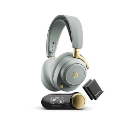SteelSeries Arctis Nova Elite Wireless Gaming Headset – ANC, 96kHz/24bit Hi-Res Audio, 40mm Carbon Fiber Drivers, Infinite Power System (Sage & Gold)