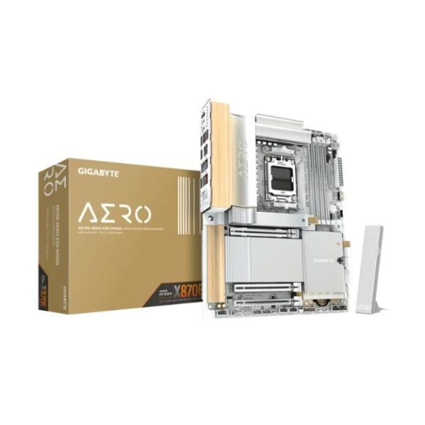 GIGABYTE X870E AERO X3D WOOD Motherboard, AMD AM5, Ryzen 9000 Ready, 16+2+2 VRM, DDR5 9000(OC), Dual USB4, & Wi-Fi 7, Wood Edition