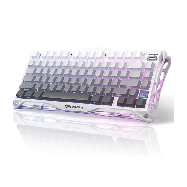 GravaStar Mercury K1 75% Wireless Mechanical Gaming Keyboard – Aluminum Alloy Exoskeleton, Hot-Swap, RGB Backlit
