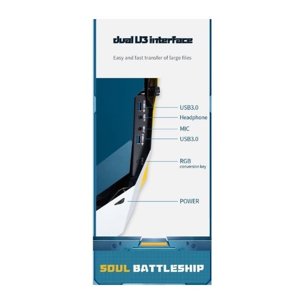 WJCoolMan Soul Battleship Signature ARGB Gaming Case – White | 7 Pre-Installed ARGB Fans | Mid-Tower PC Case