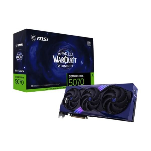 MSI GeForce RTX 5070 12G World of Warcraft Midnight Void Edition OC Graphics Card – 12GB GDDR7, PCIe 5.0