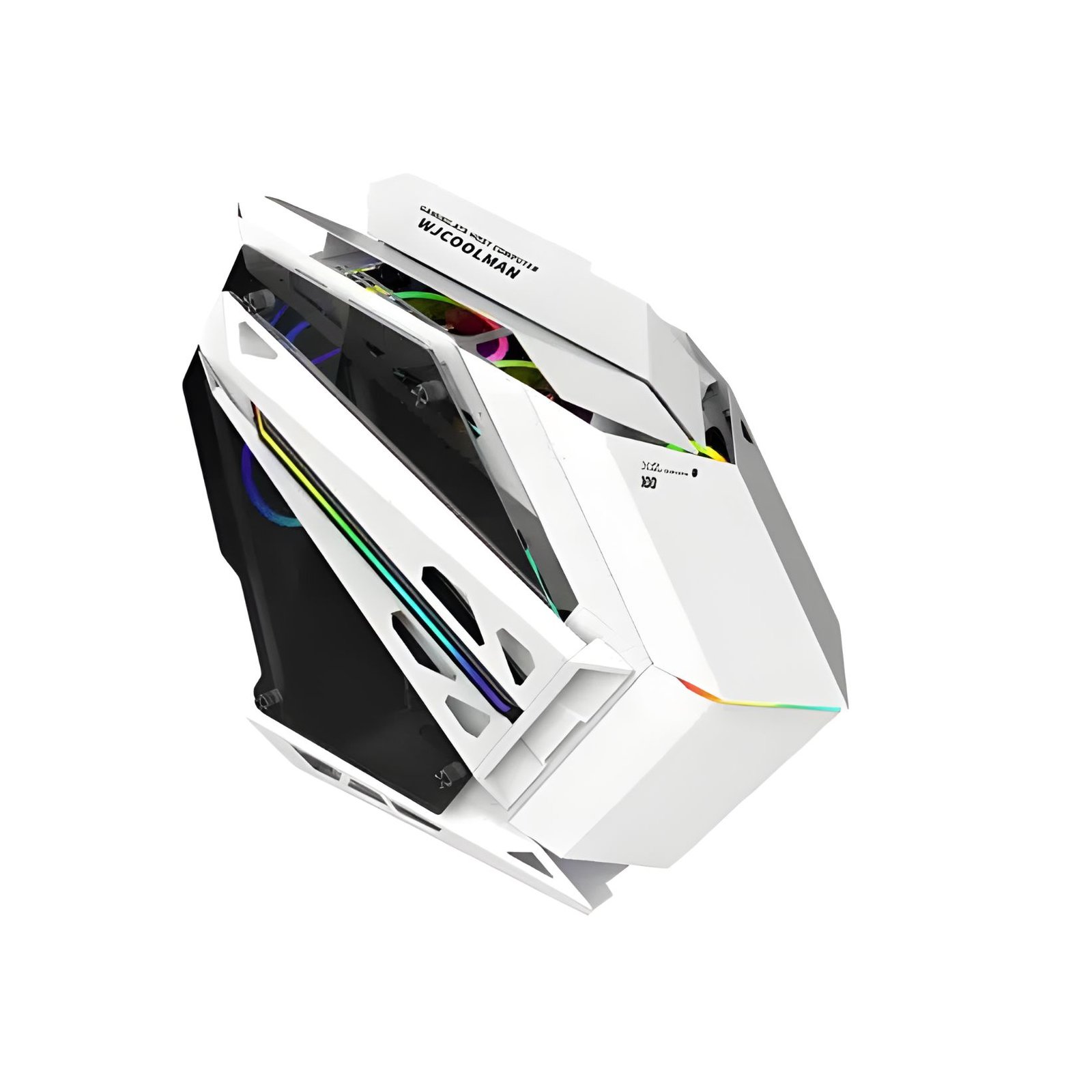 WJ Coolman Soul Battleship ATX Gaming Case – White | Tempered Glass Mid-Tower PC Case